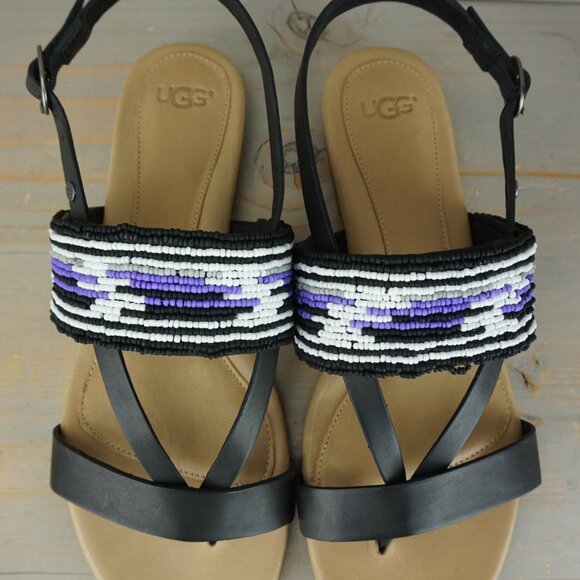 - UGG VERONA SERAPE BEADS  BOHO  beaded SANDALS  nib - Picture 2 of 10